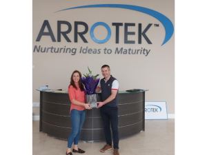 Aine presented with flowers on 10th work anniversary